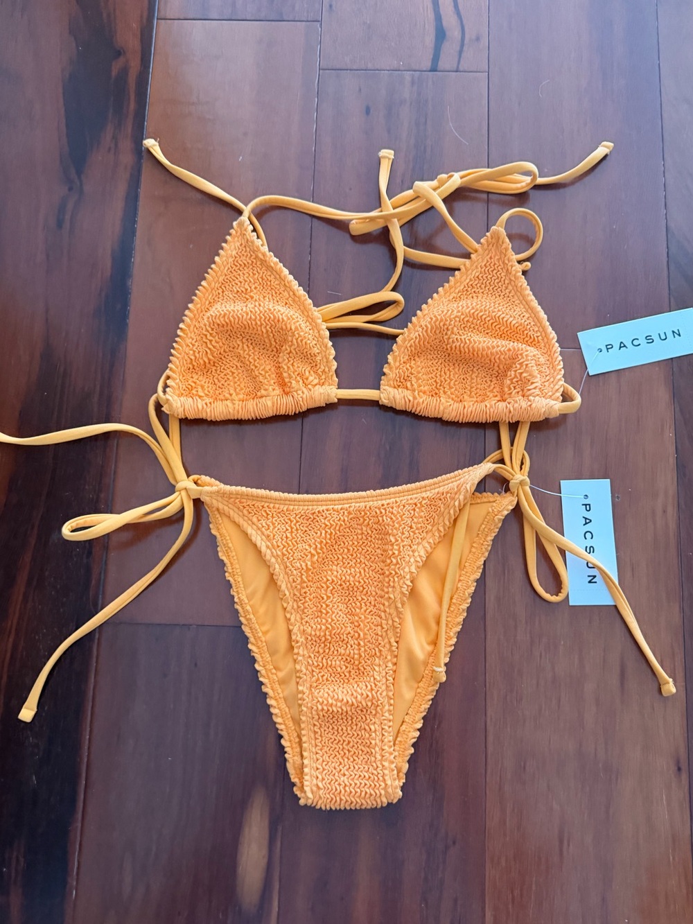 PacSun Orange Smocked Tie-Side Bikini Bottom